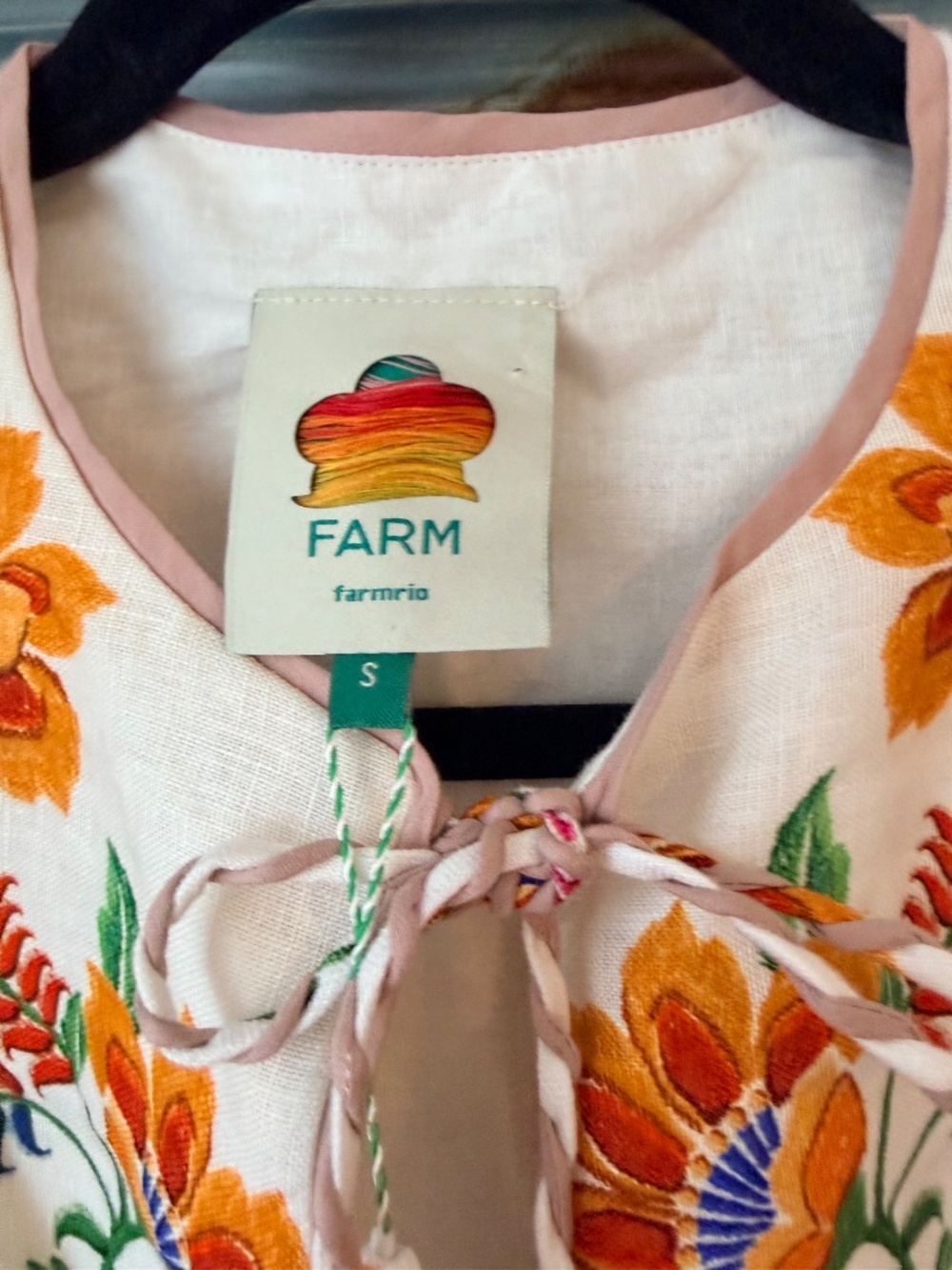 Farm Rio Delicate Forest Scarves Blouse in Off White Size S NWT - Picture 12 of 15